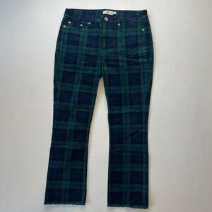 vineyard‎ vines Womens 30 Blue Green Tartan Check Plaid Bootcut Raw Hem Pants